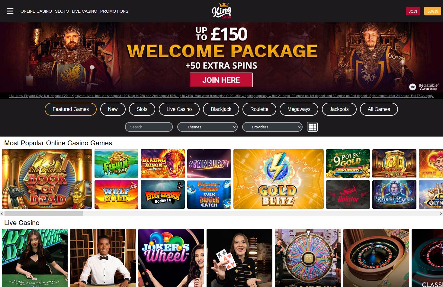 King Casino Website Screenshot