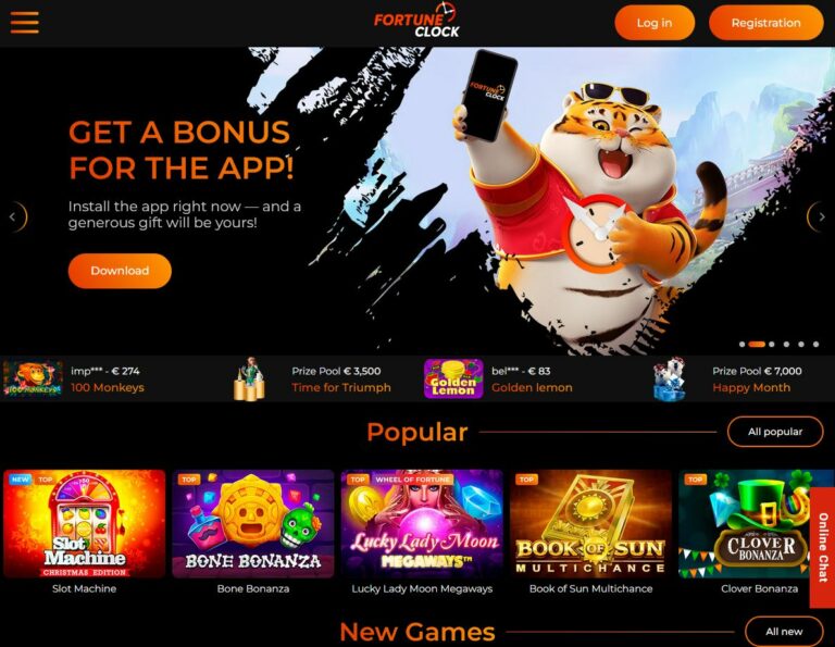 Fortune Clock Casino Website Screenshot