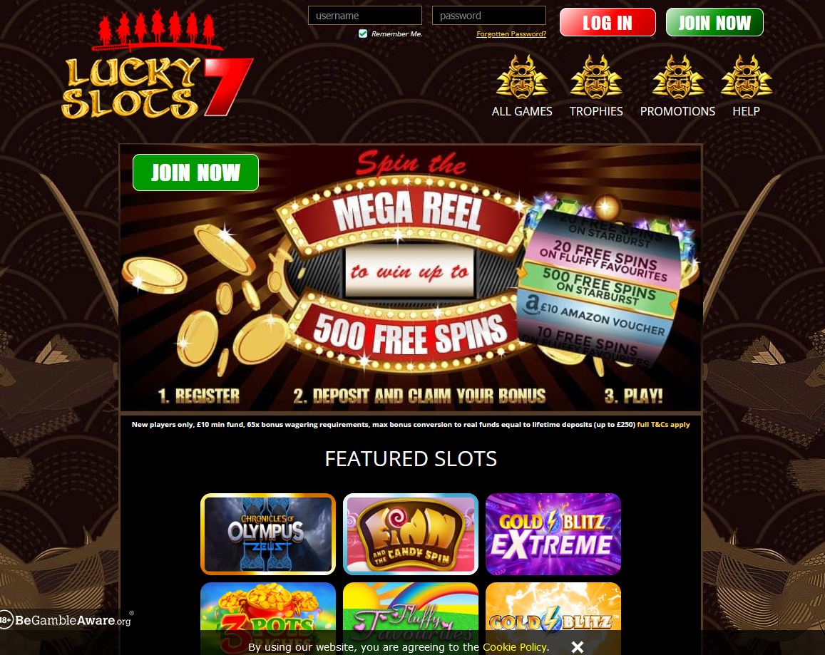 Lucky Slots 7 Website Screenshot