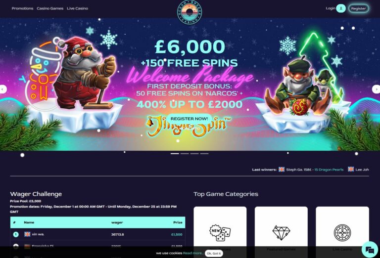 Ocean Breeze Casino Website Screenshot