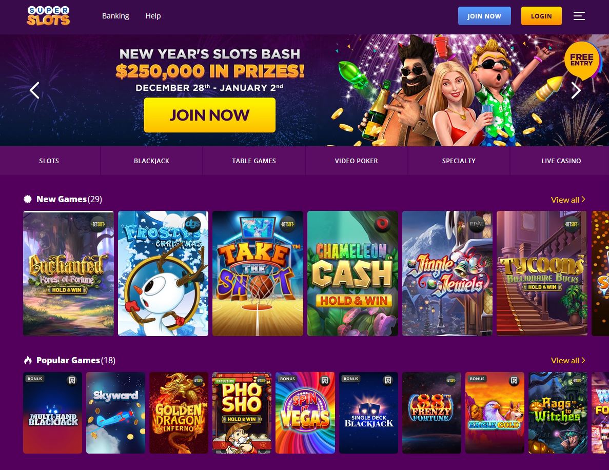 Super Slots Website Screenshot