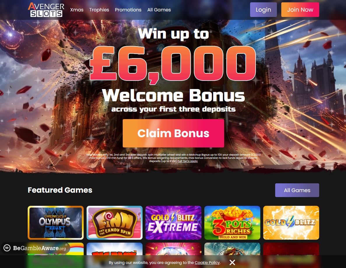 Avenger Slots Website Screenshot