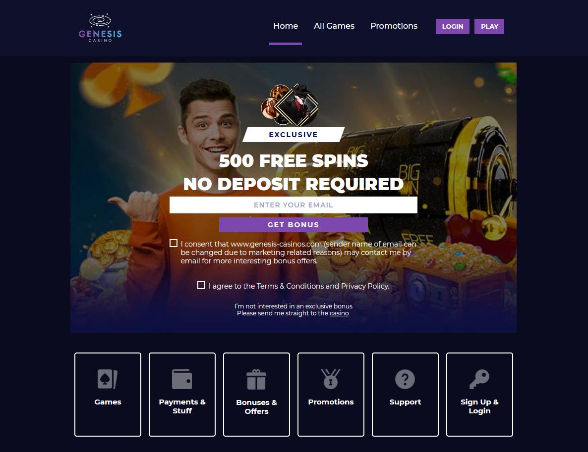 Genesis Casino Website Screenshot