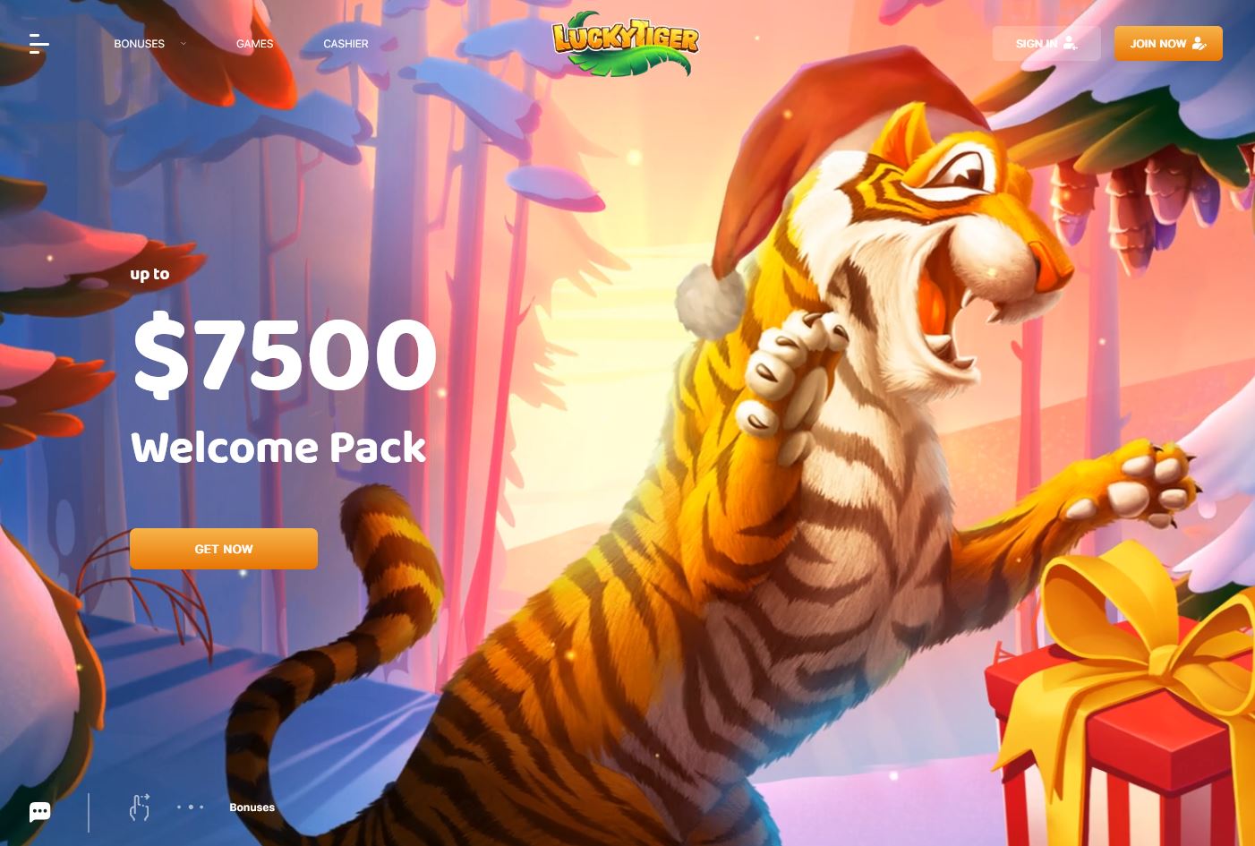 Lucky Tiger Casino Website Screenshot