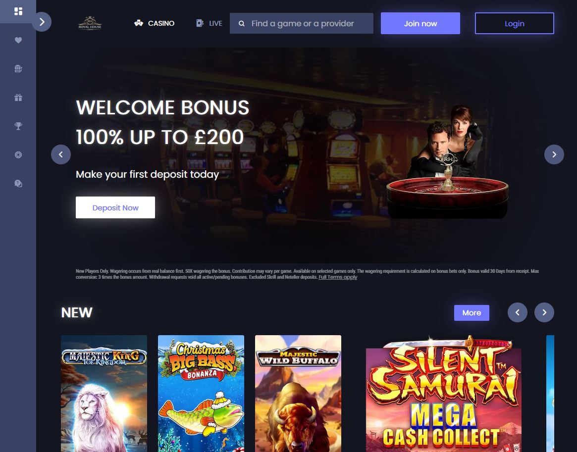 RH Casino Website Screenshot