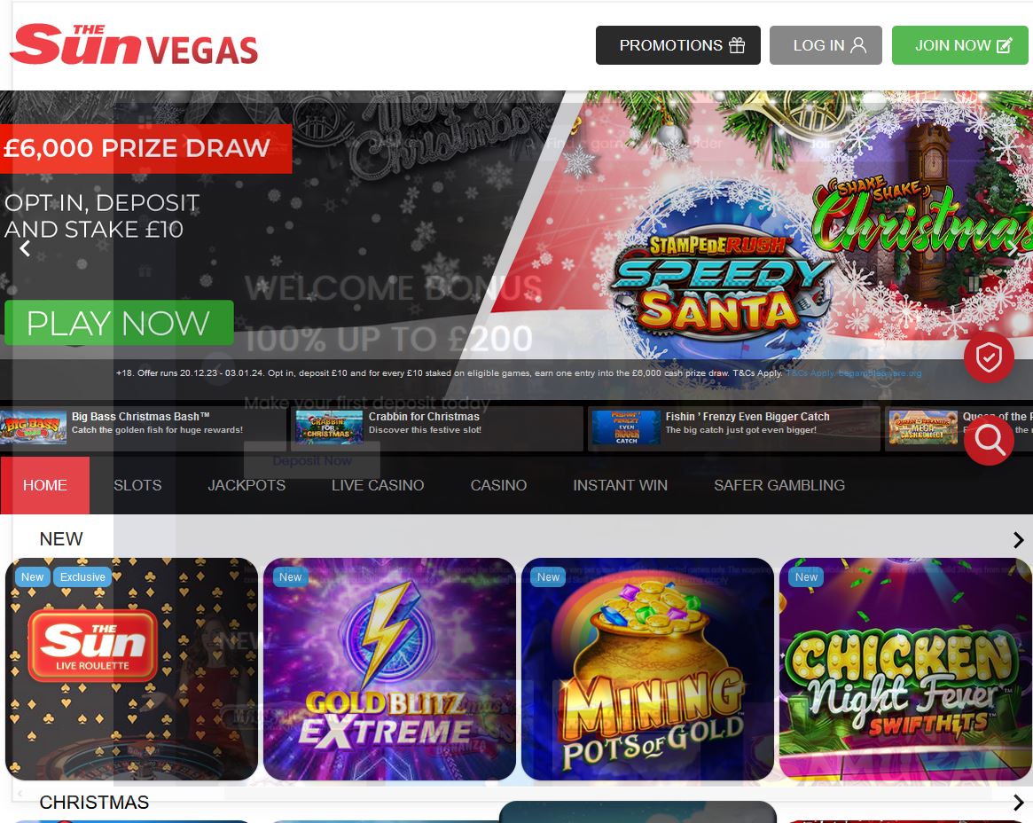 Sun Vegas Website Screenshot