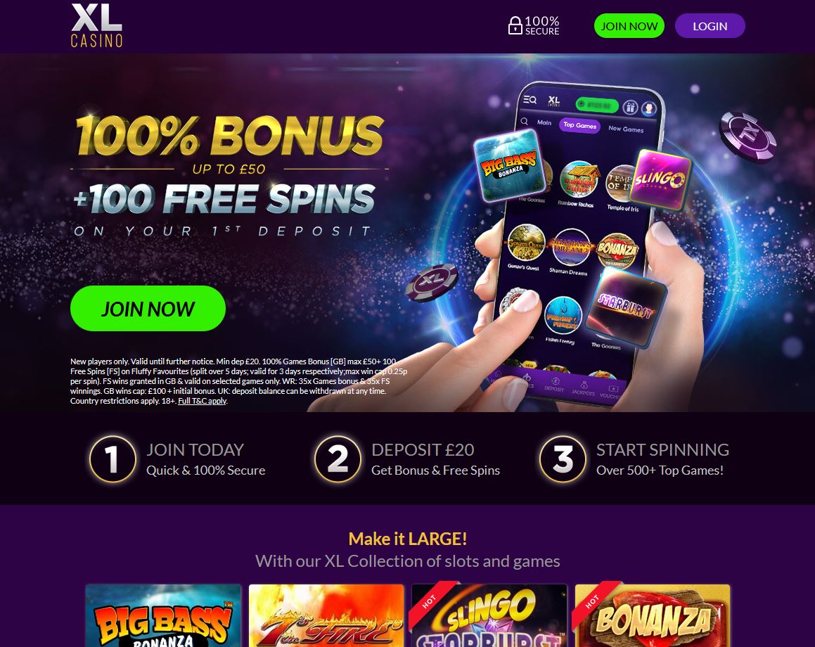 XL Casino Website Screenshot