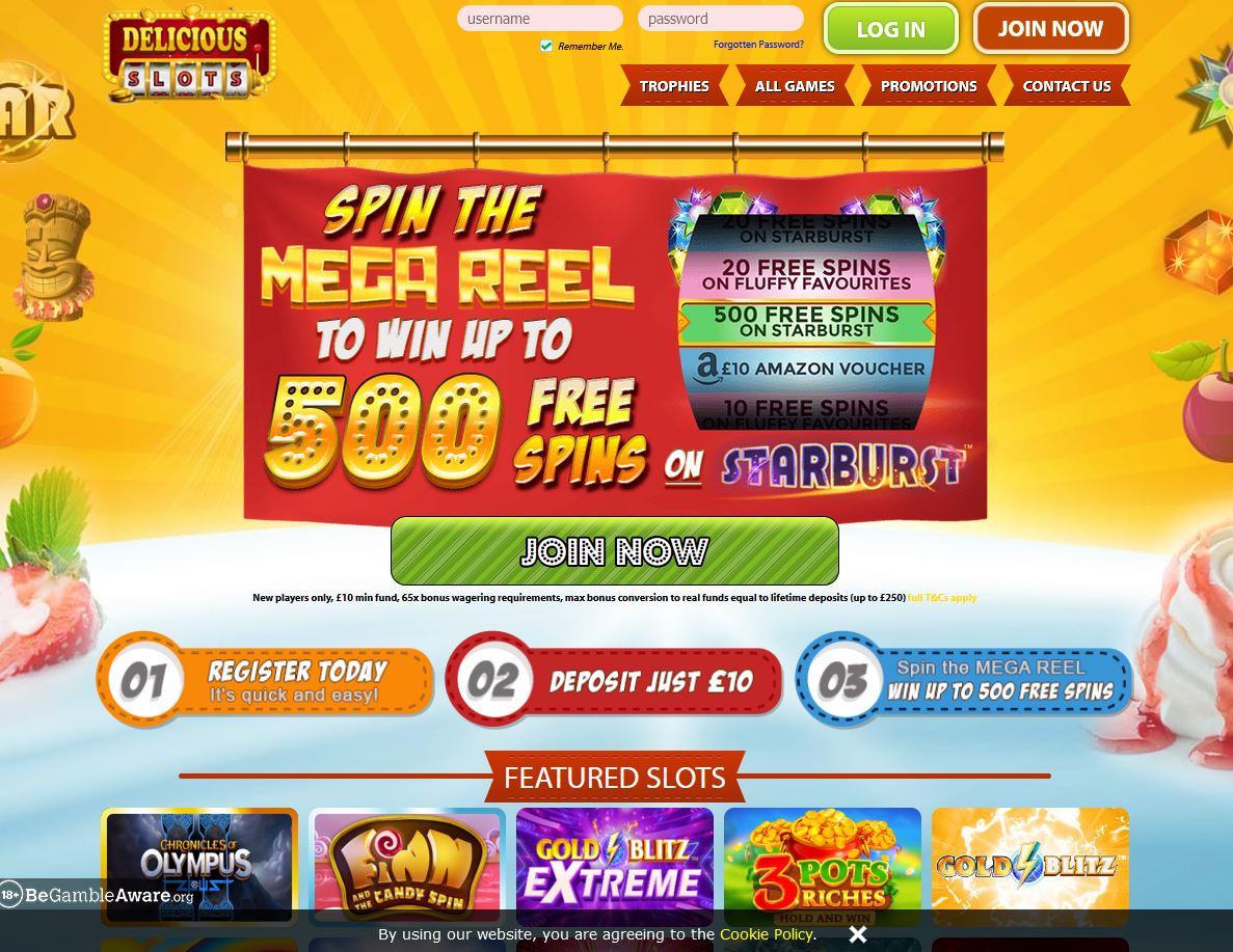 Delicious Slots Website Screenshot